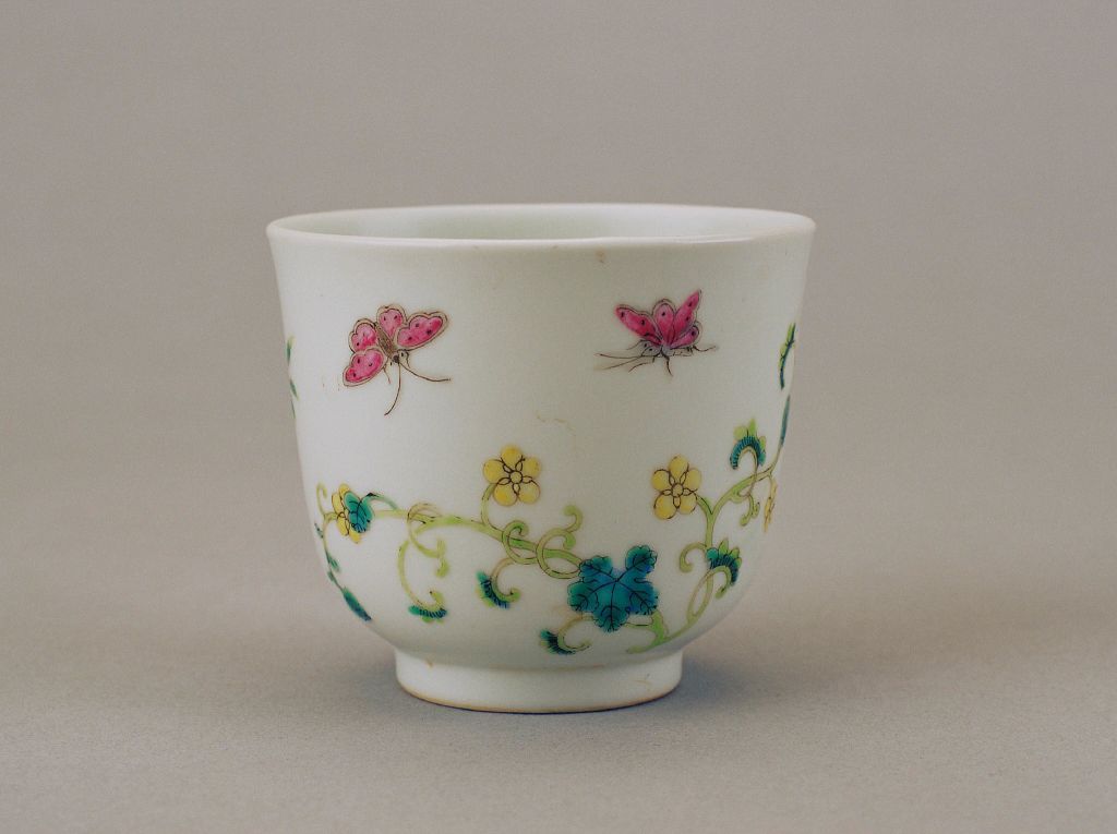 图片[1]-Pink Flower Butterfly Cup-China Archive